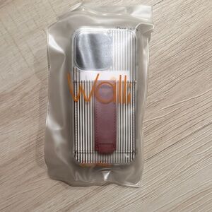 Walli iPhone 14 Pro card holder wallet case- Black and White Stripes Red Band